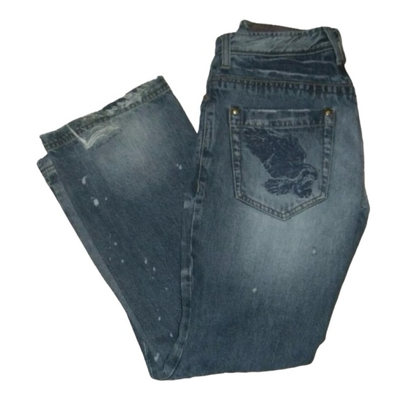 Armani Exchange Jeans Distressed Splatter Holes Grunge Punk alt egirl Short P - Picture 3 of 13